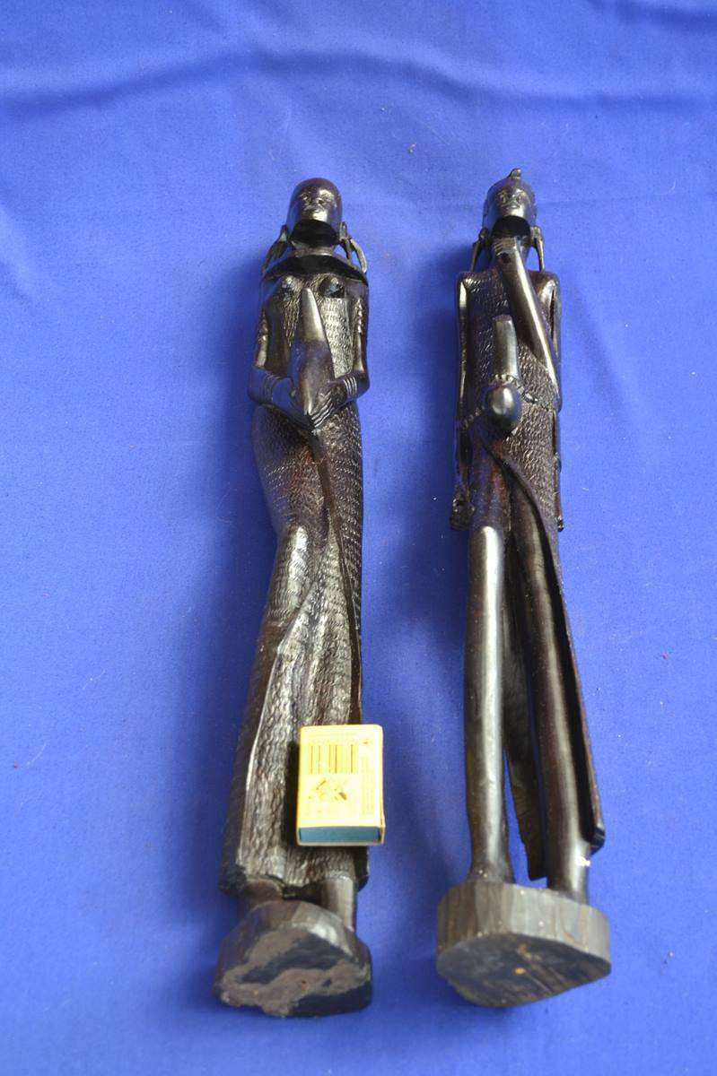 Pair of Vintage Ebony Hand Carved African Figures