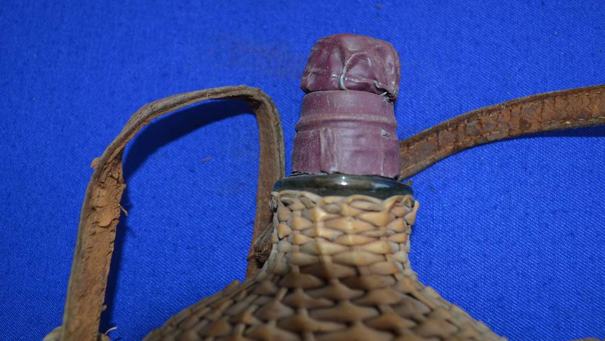 True Vintage Glass Water Bottle with  Cover and Strap