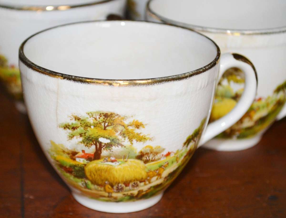 Vintage Alfred Meakin "The Hayride" Part Tea Set - 16 Pieces