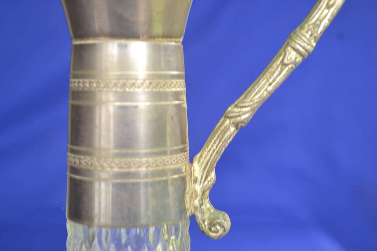 Trivoli Original Vintage Diamond Cut Crystal Ships Decanters with silver Plate Mountings