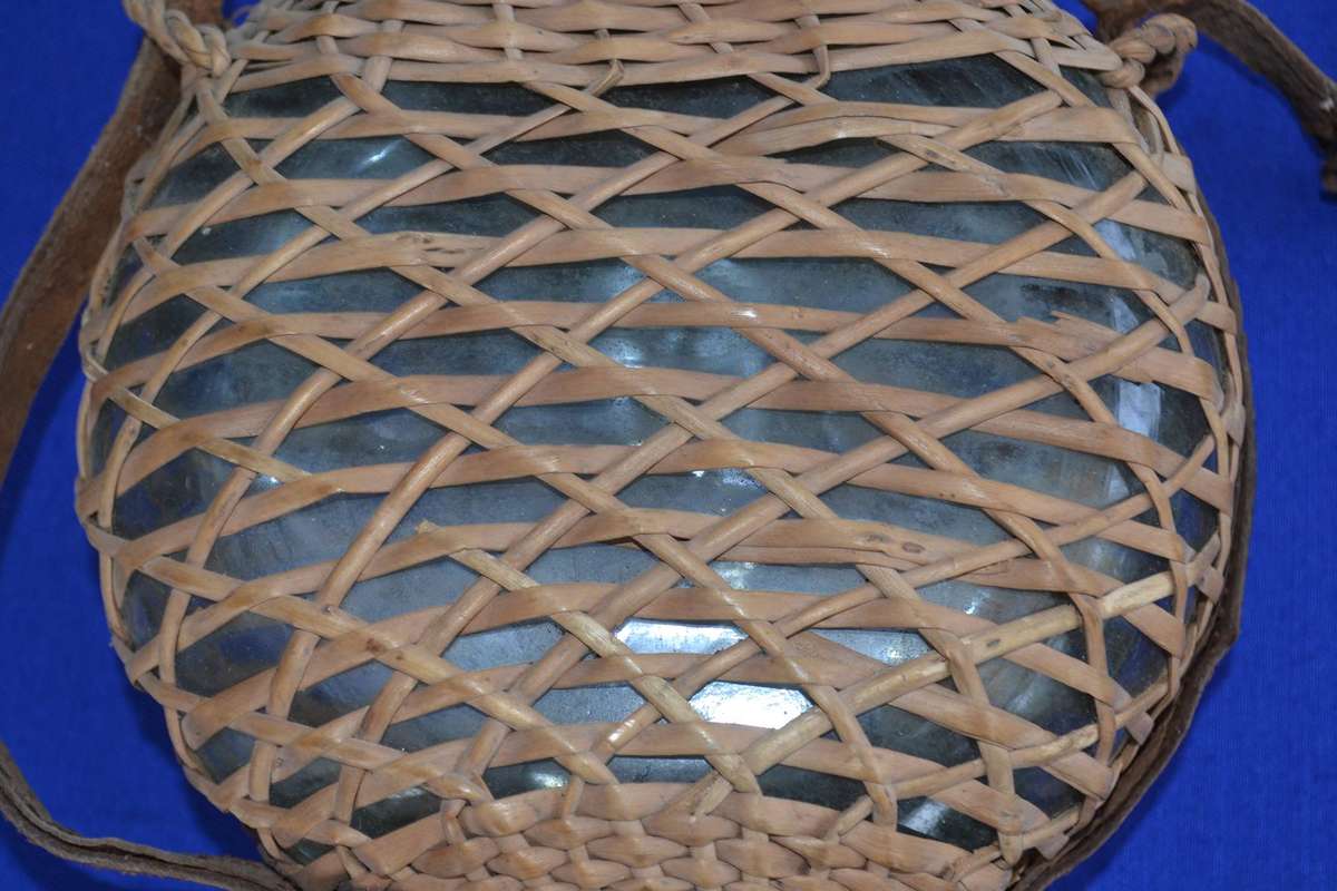 True Vintage Glass Water Bottle with  Cover and Strap