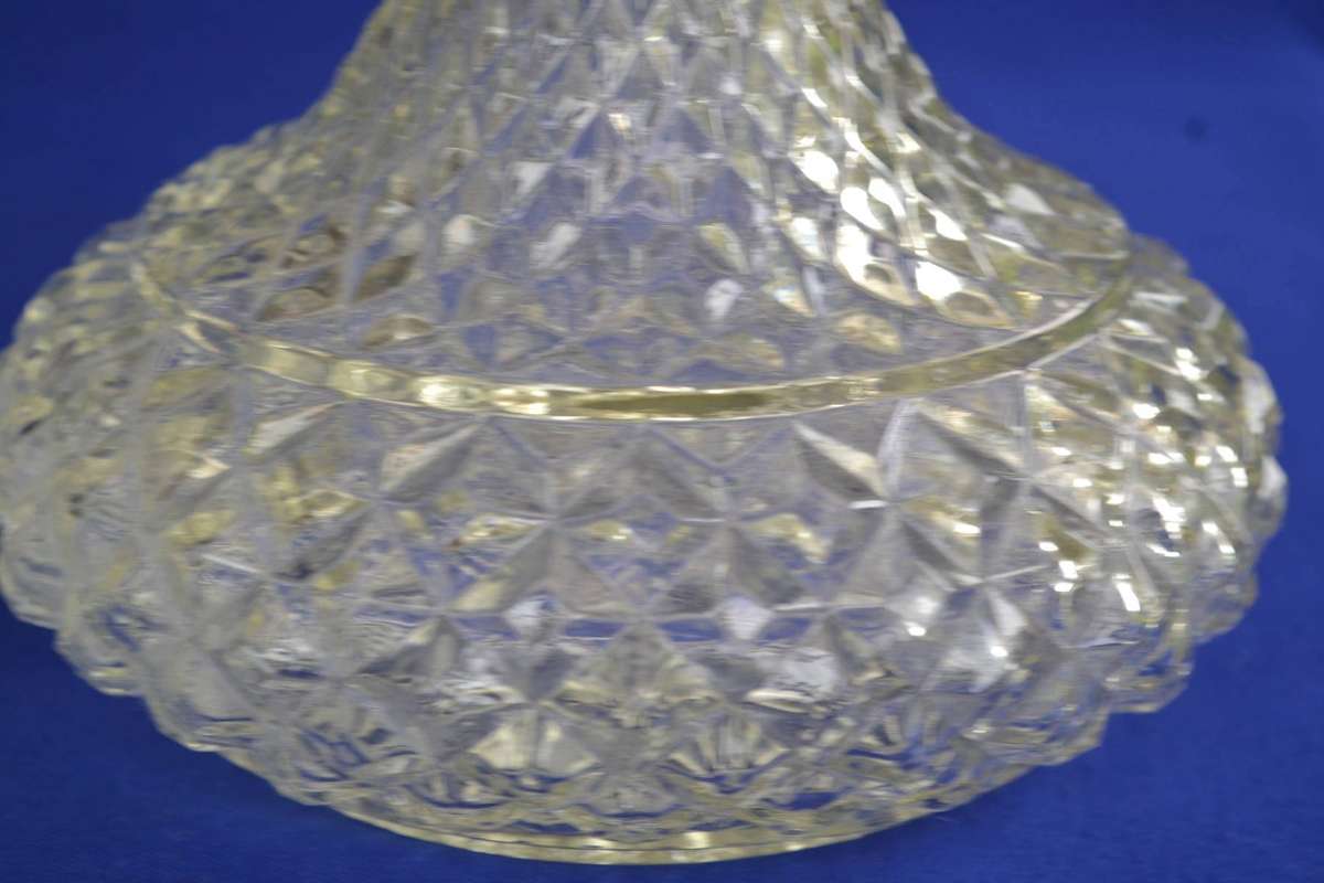 Trivoli Original Vintage Diamond Cut Crystal Ships Decanters with silver Plate Mountings