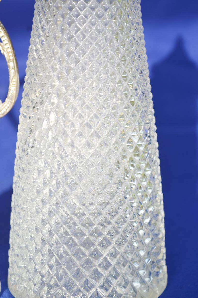 Vintage Diamond Cut Crystal Claret Jugs with silver Plate Mountings