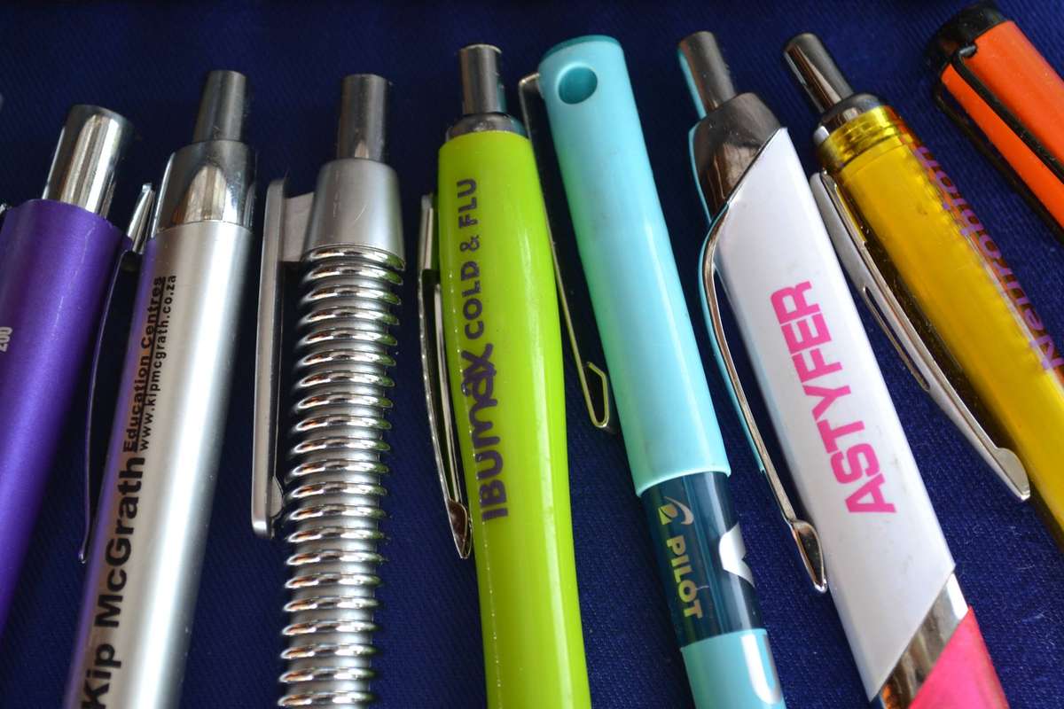 Assorted Ball Point  Pens in Leather Case - 14 Pieces