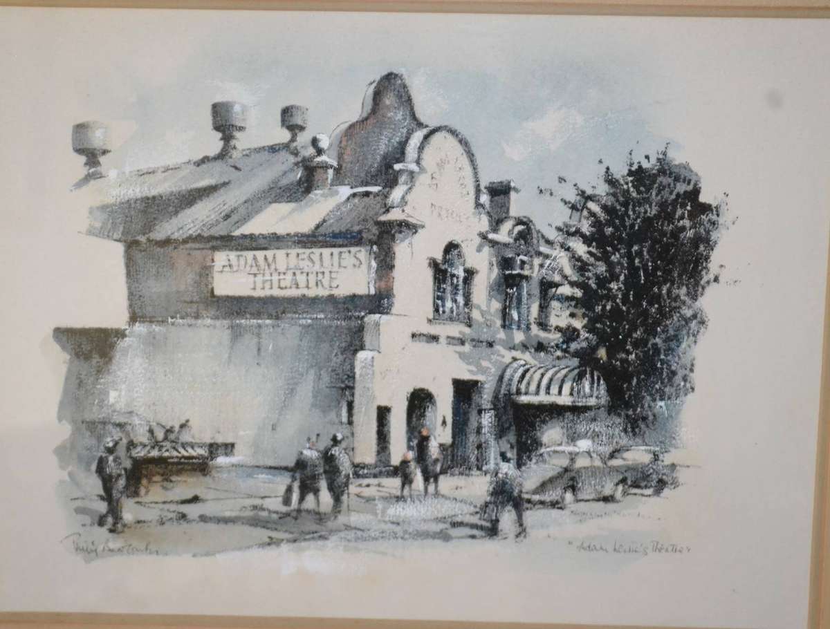 Philip Bawcombe Mixed Media "Adam Leslie Theatre" - Framed behind Glass