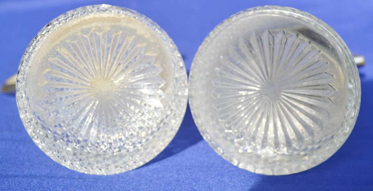 Vintage Diamond Cut Crystal Claret Jugs with silver Plate Mountings