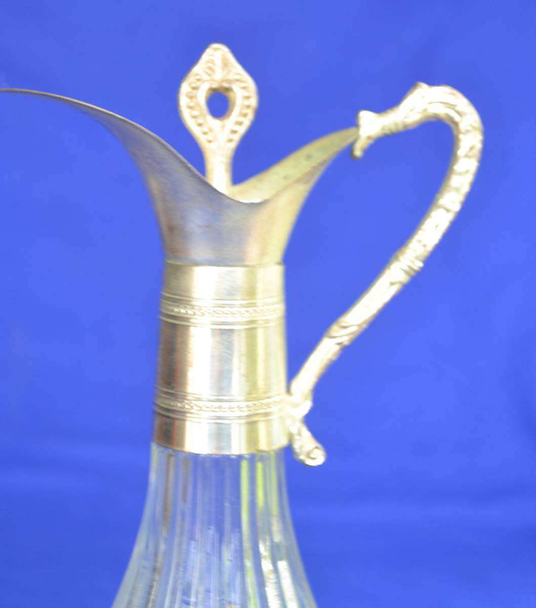 Vintage  Hobnail Ships Decanter with silver Plate Mounting