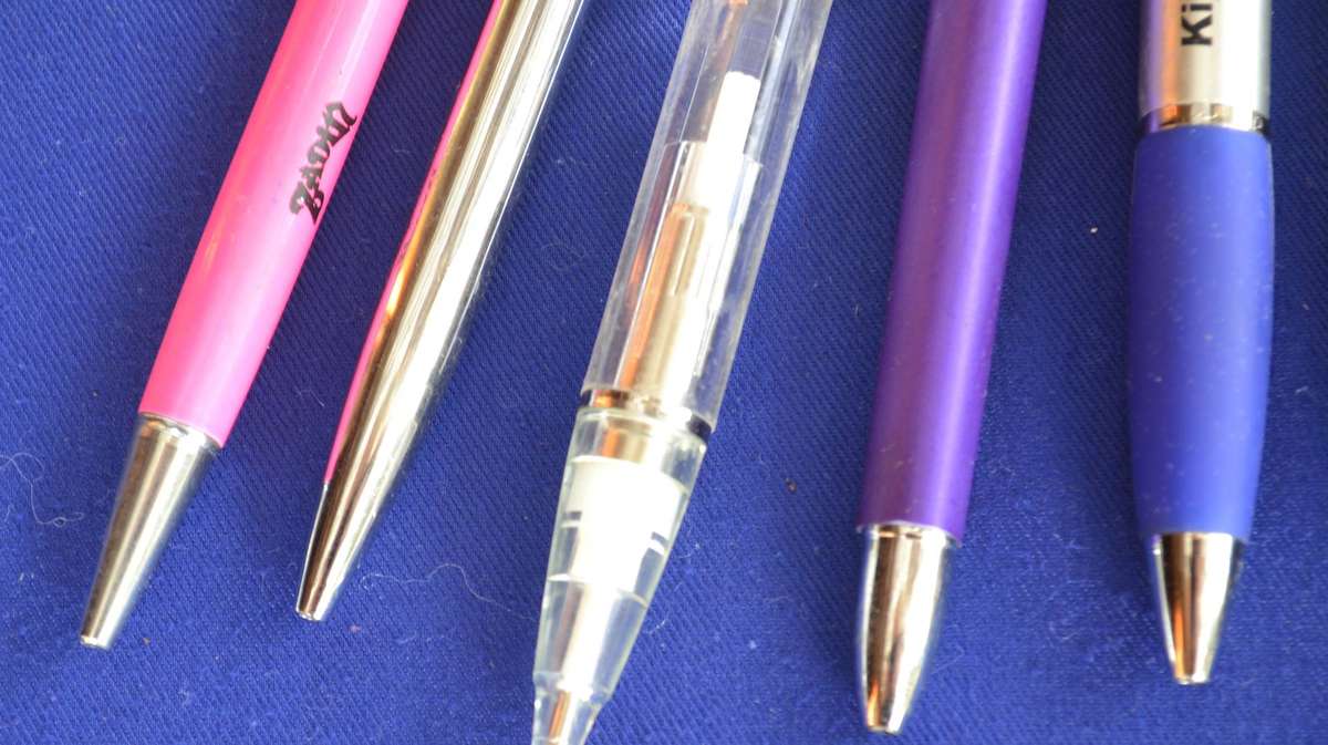 Assorted Ball Point  Pens in Leather Case - 14 Pieces