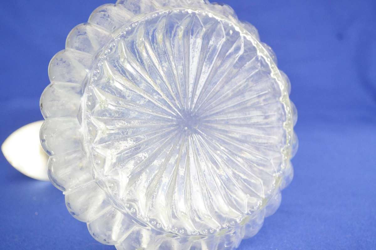 Vintage  Hobnail Ships Decanter with silver Plate Mounting