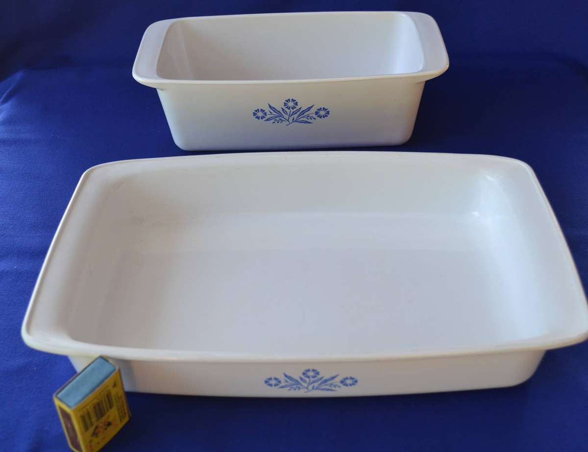 Vintage Corning Ware Cornflower Blue Roasting / Lasagne Dish and Loaf Pan