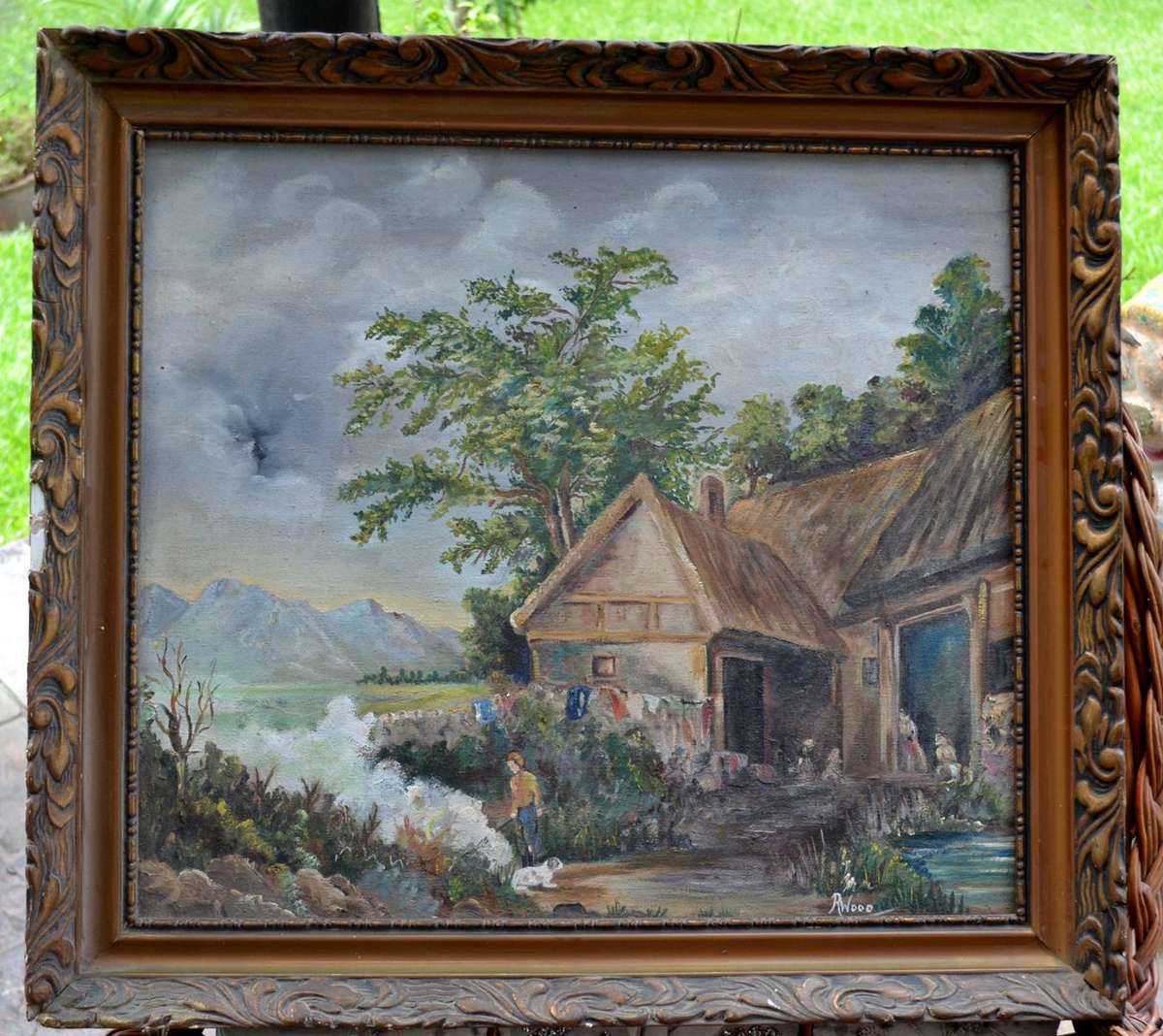 Original Oil on Canvas Painting Signed R Wood