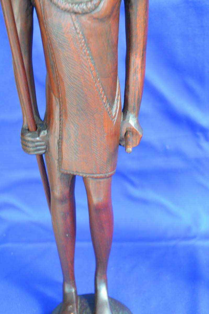 Hand Carved Wooden Maasai Warrior and Tribal  Figures