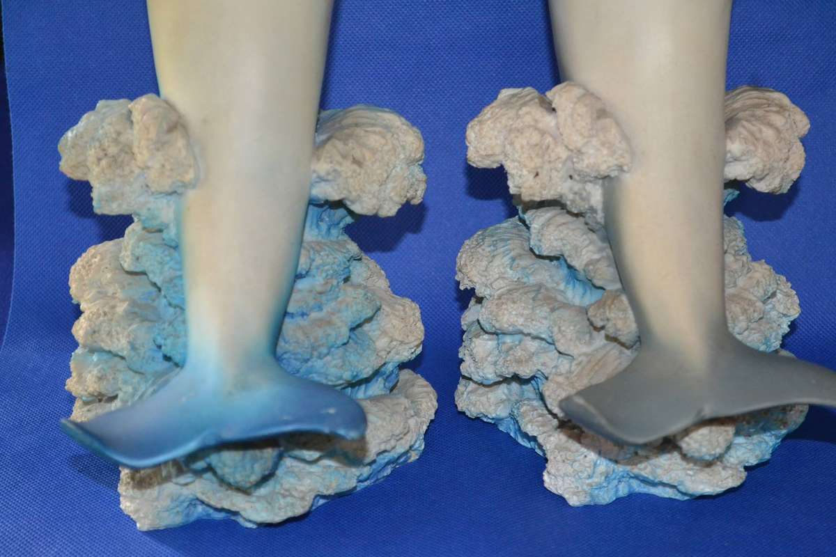 Pair of Large Bottle Nose Dolphins Plus Miniature