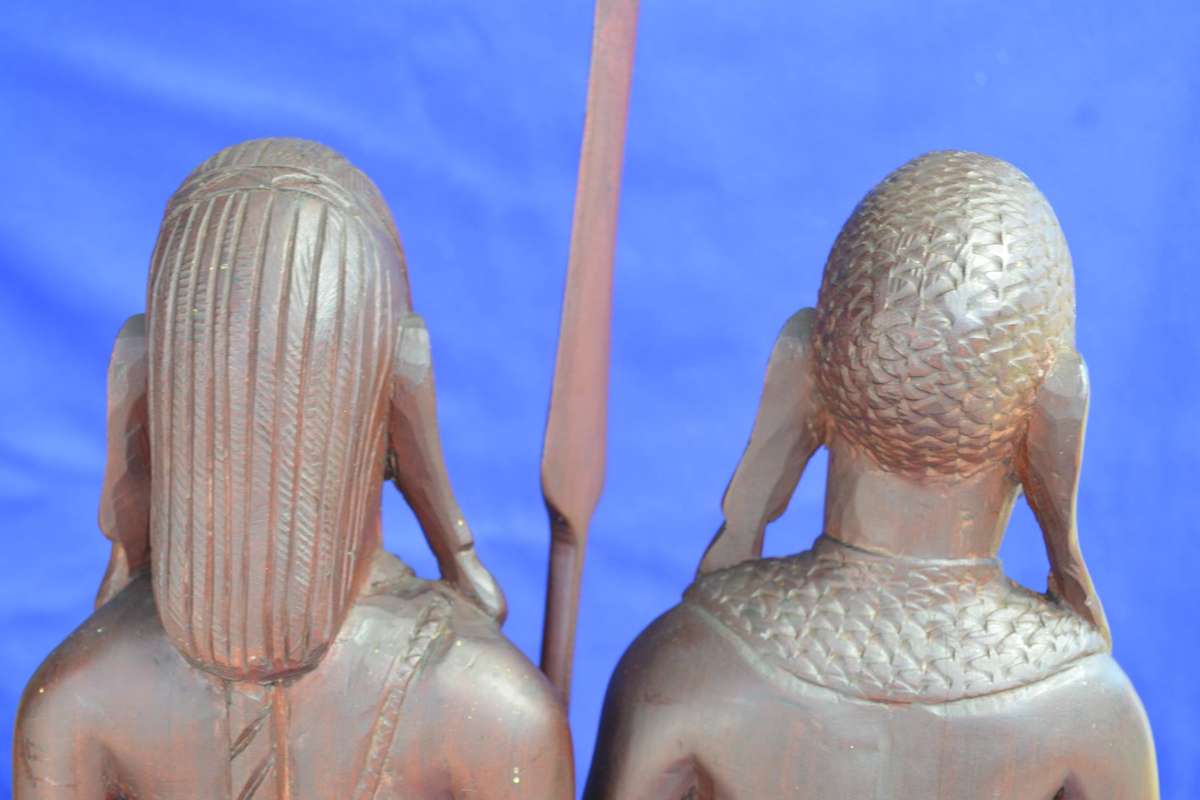 Hand Carved Wooden Maasai Warrior and Tribal  Figures