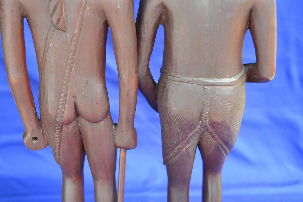 Hand Carved Wooden Maasai Warrior and Tribal  Figures