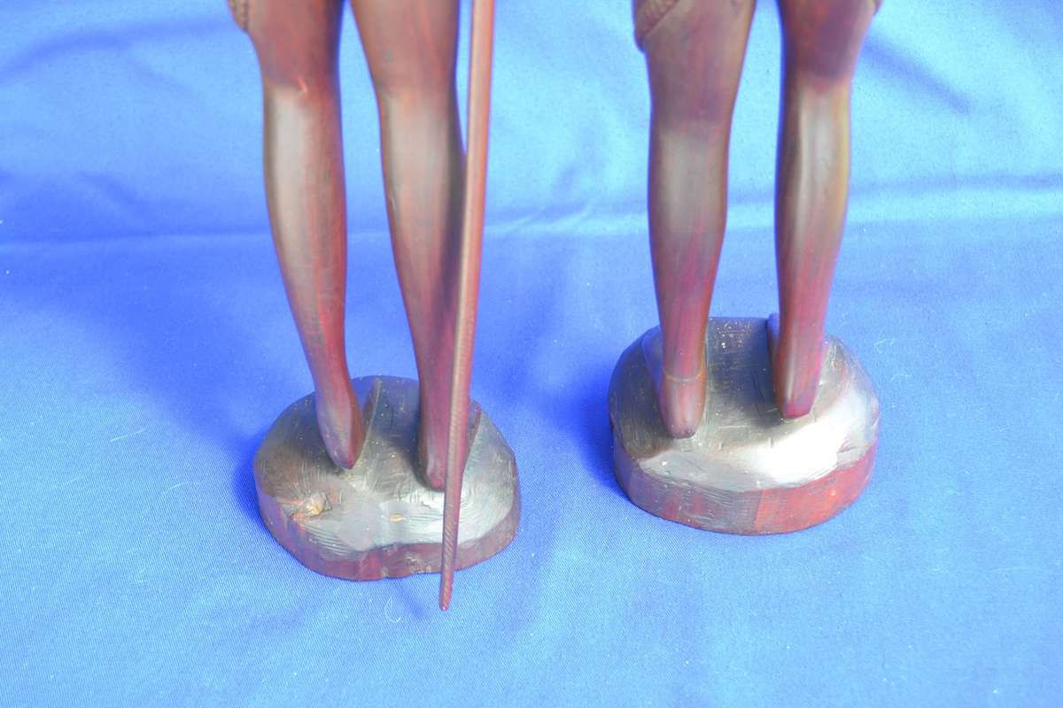 Hand Carved Wooden Maasai Warrior and Tribal  Figures