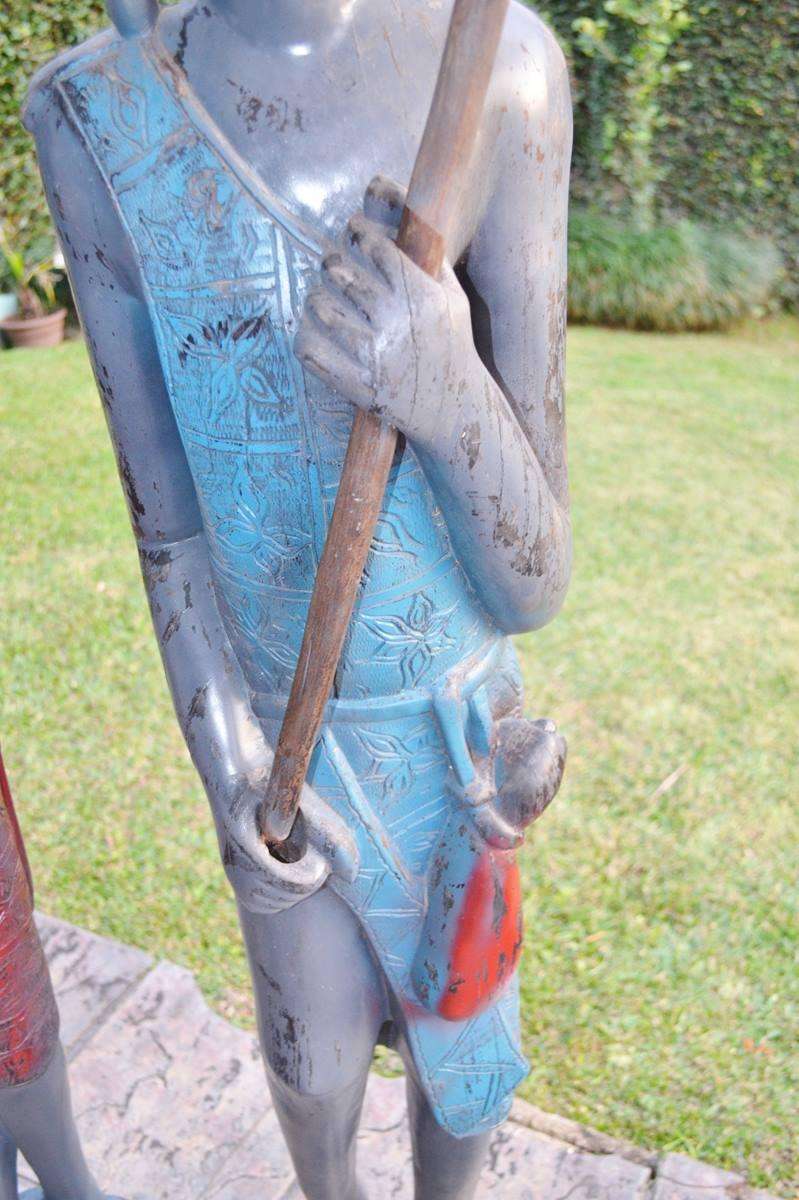 Large Maasai Woman  and Warrior - Morans - Heavy -40kg-Black Hardwood Carvings c1970's