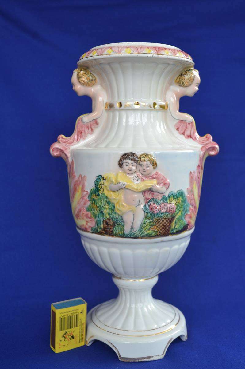 Large Vintage Capodimonte Vase Decorated in Relief
