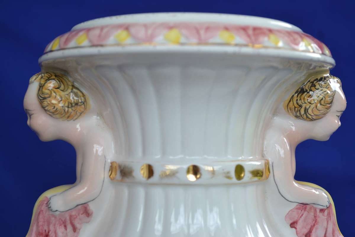 Large Vintage Capodimonte Vase Decorated in Relief