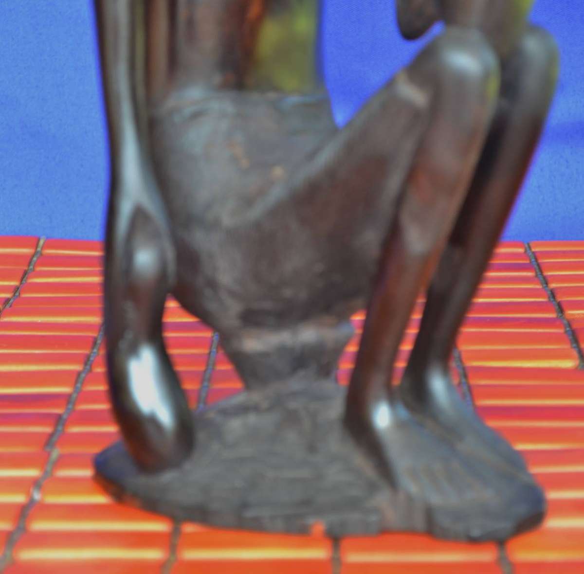 Vintage East African Carving, Man Smoking a Pipe