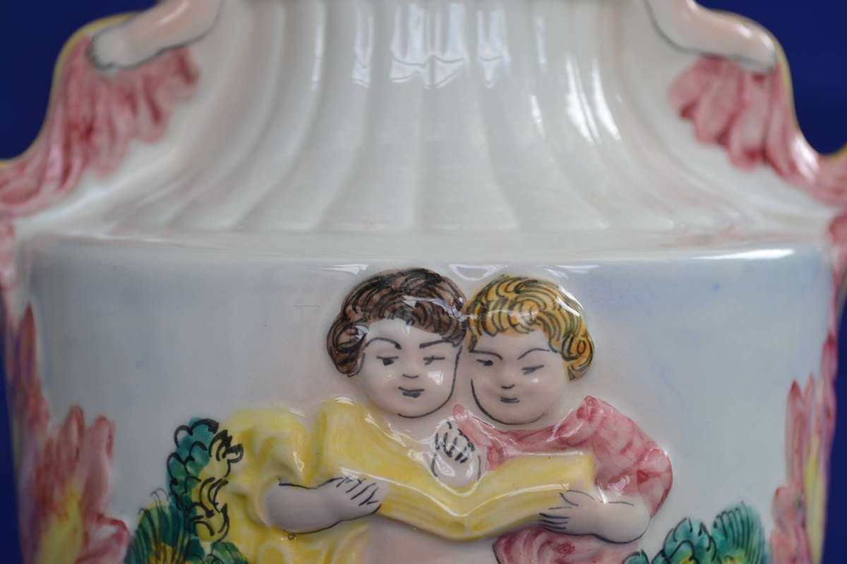 Large Vintage Capodimonte Vase Decorated in Relief