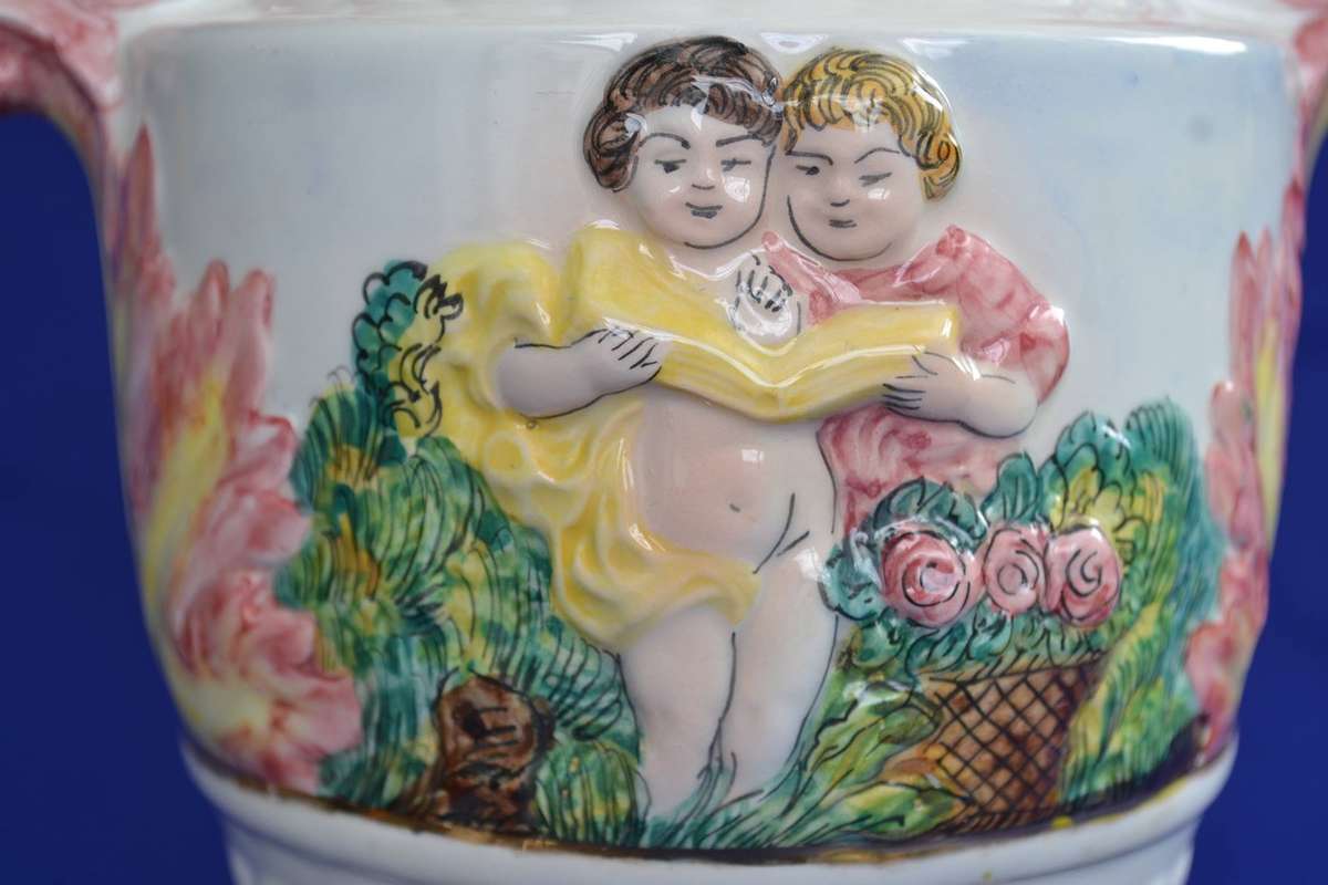 Large Vintage Capodimonte Vase Decorated in Relief