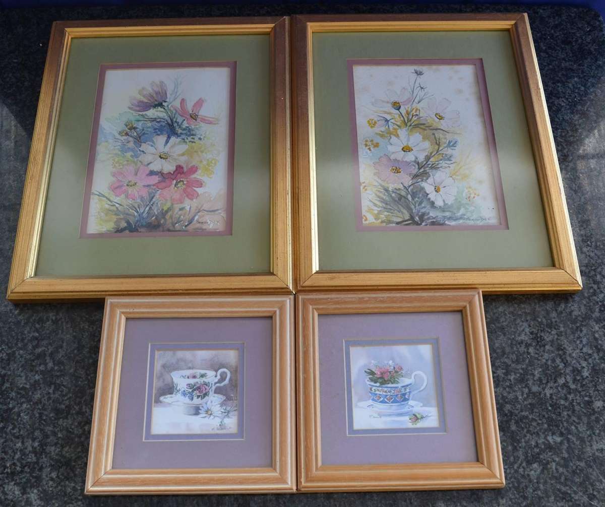 Floral Water Colours x 4 - Maureen  Dott and Marilyn  Simandle