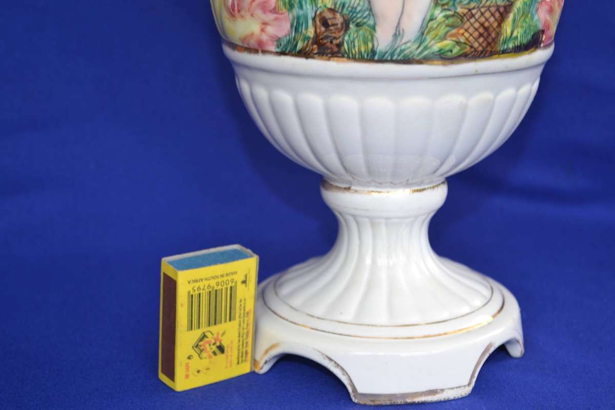 Large Vintage Capodimonte Vase Decorated in Relief