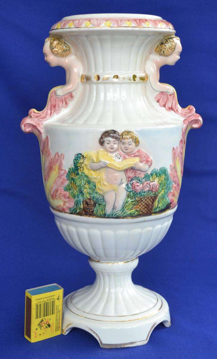 Large Vintage Capodimonte Vase Decorated in Relief