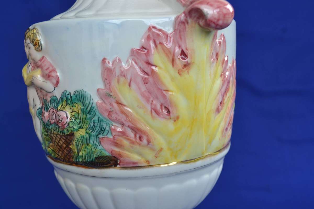 Large Vintage Capodimonte Vase Decorated in Relief