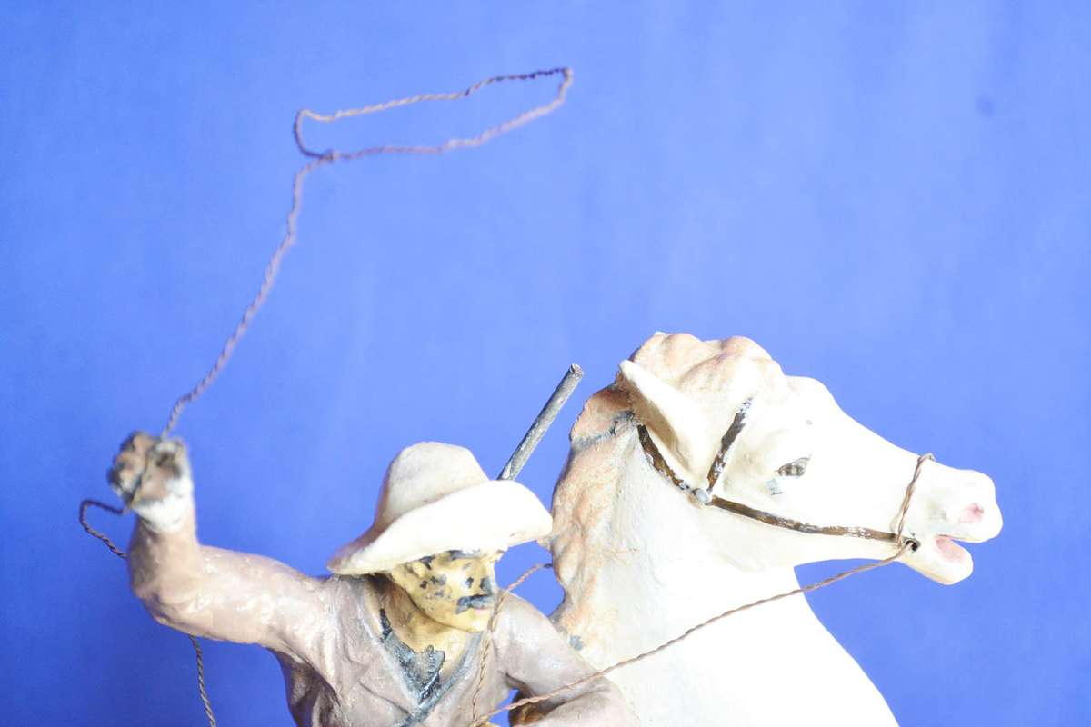 Vintage Very Rare Metal Cowboy Mantle Clock