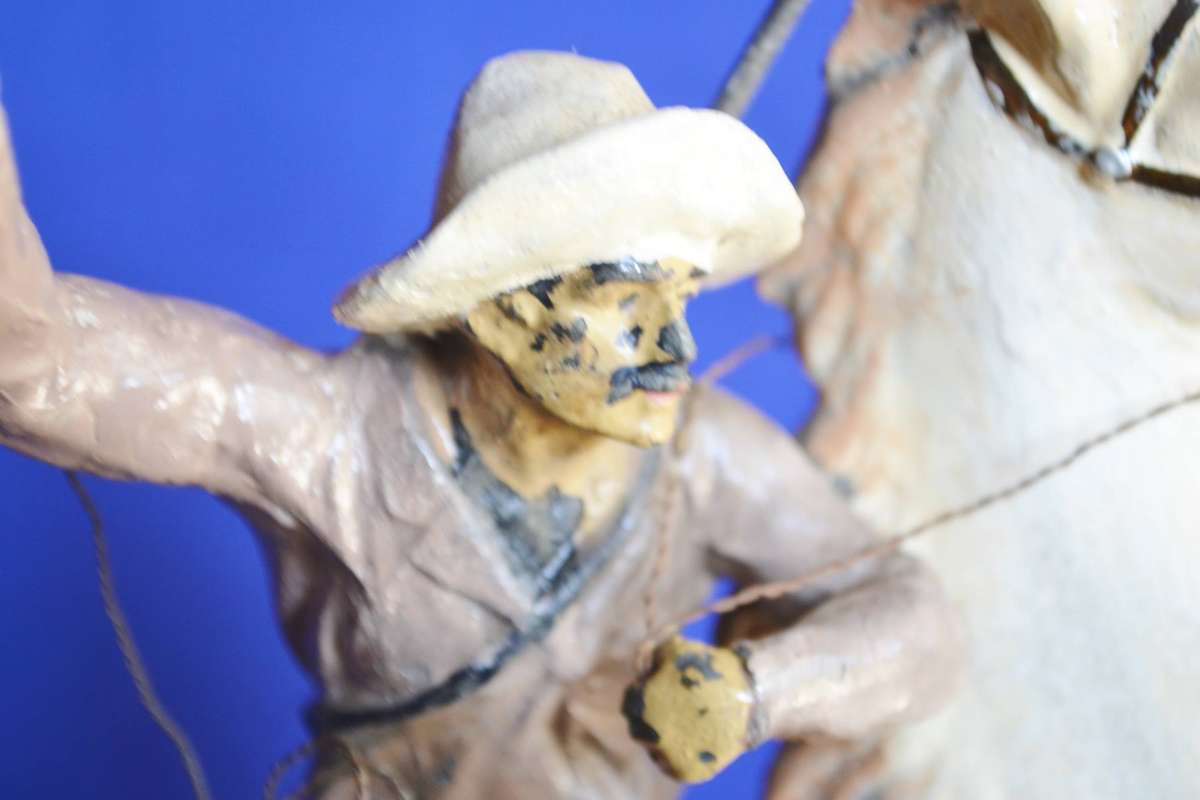 Vintage Very Rare Metal Cowboy Mantle Clock