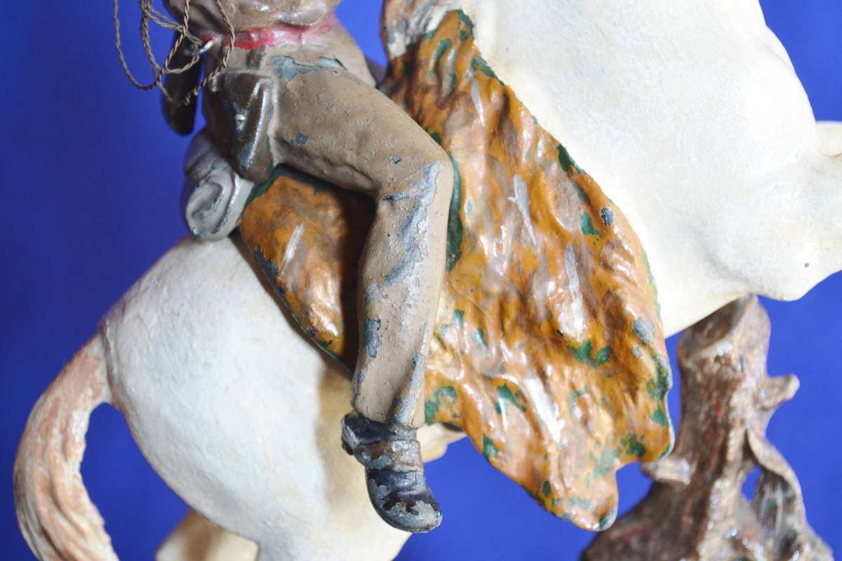 Vintage Very Rare Metal Cowboy Mantle Clock