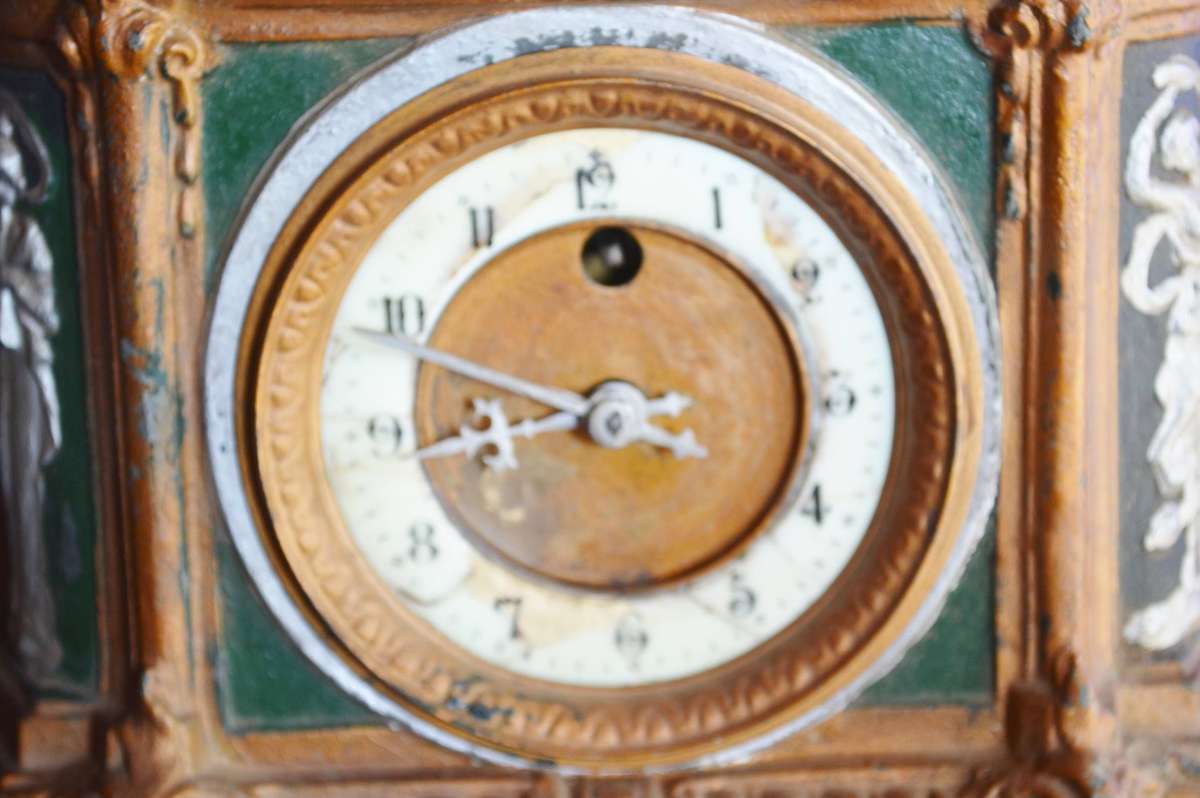 Vintage Very Rare Metal Cowboy Mantle Clock