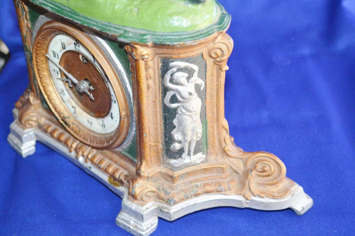 Vintage Very Rare Metal Cowboy Mantle Clock