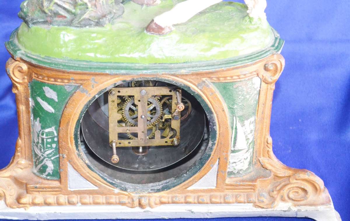 Vintage Very Rare Metal Cowboy Mantle Clock