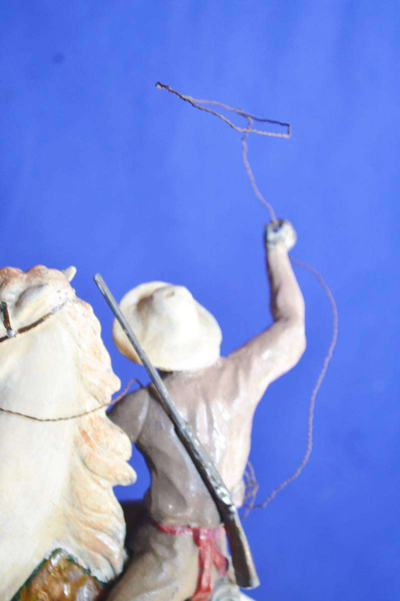 Vintage Very Rare Metal Cowboy Mantle Clock