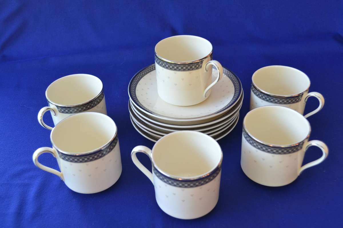 Vintage Royal Doulton "Burlington" Coffee Duos x 6  c1986