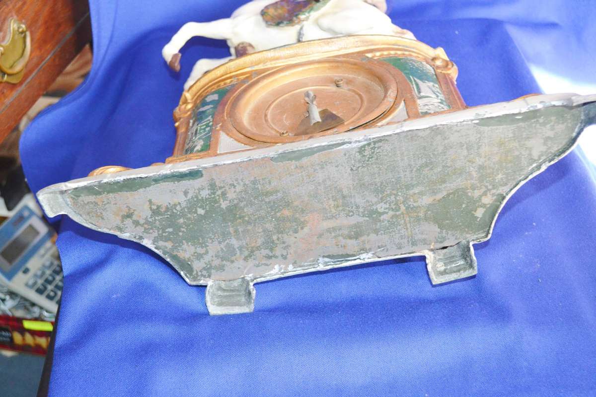 Vintage Very Rare Metal Cowboy Mantle Clock