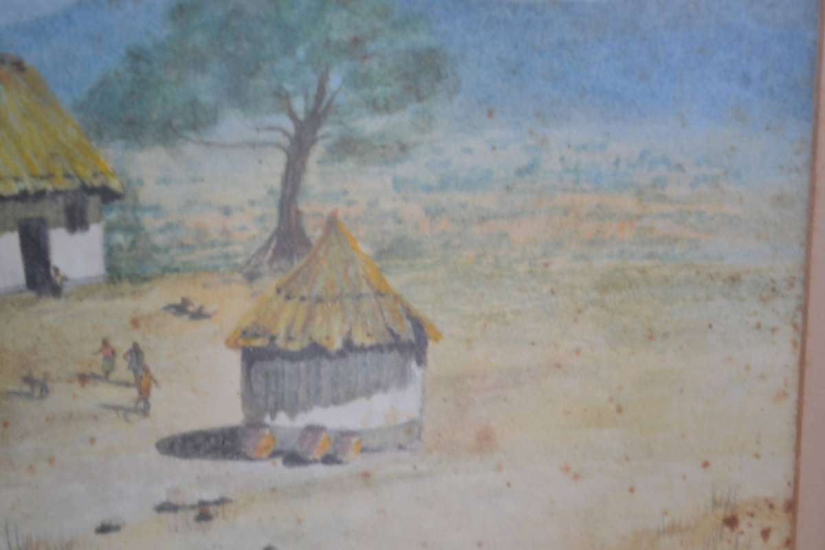 Vintage Watercolour Framed behind Glass