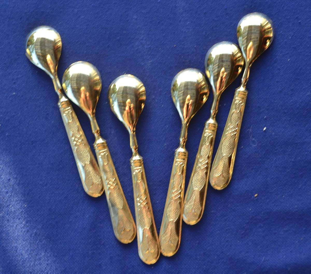 Set of Six Silver Plate Tea Spoons with Ornate Handles