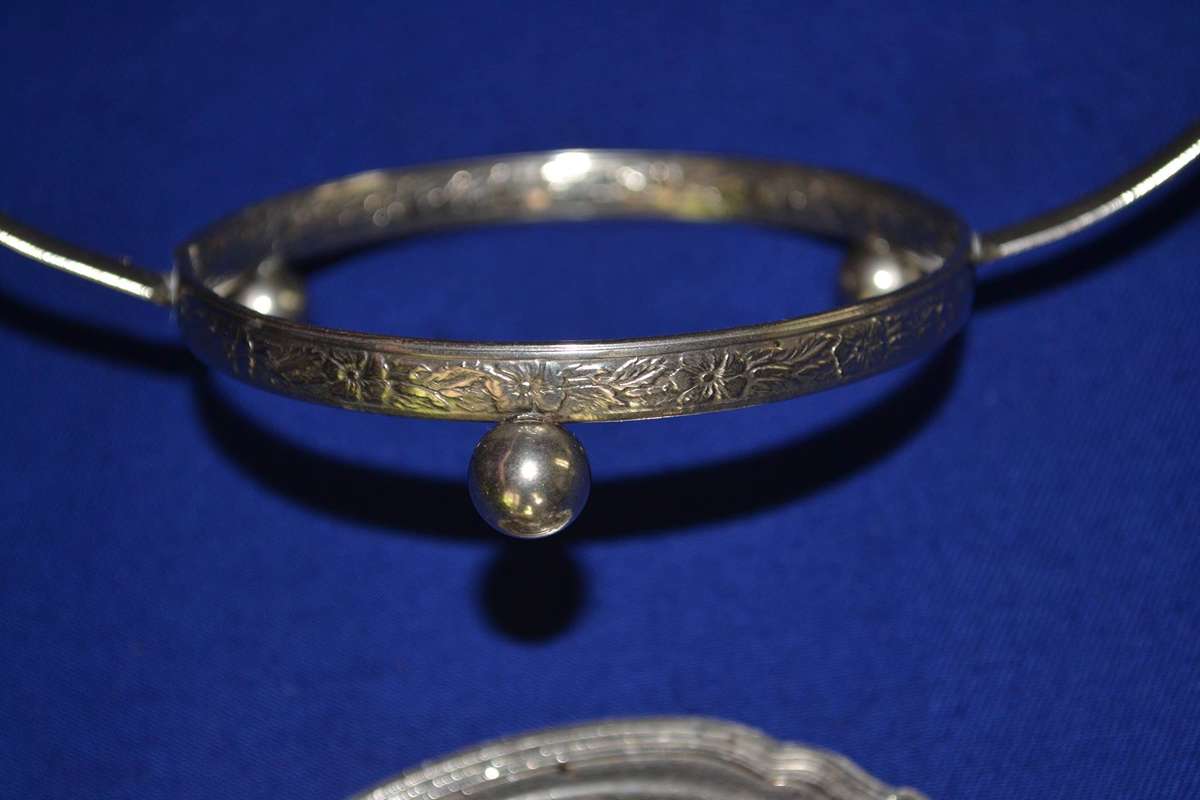 Vintage Silver Plate Nesting Hen Egg Cup and Handled Stand