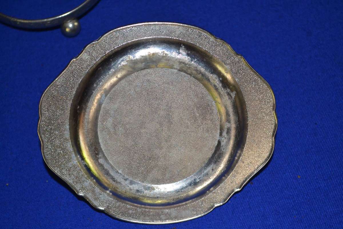 Vintage Silver Plate Nesting Hen Egg Cup and Handled Stand