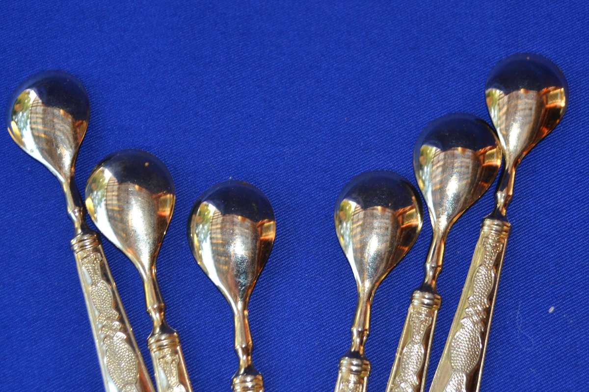 Set of Six Silver Plate Tea Spoons with Ornate Handles