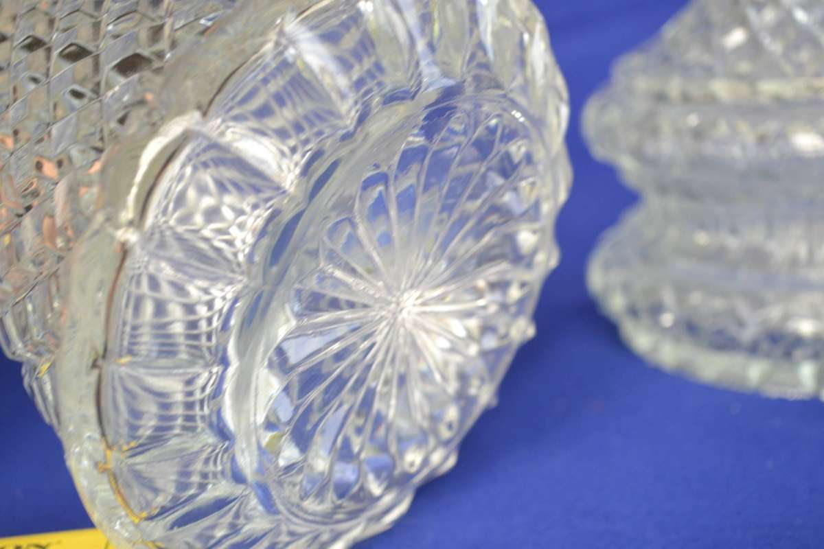 Vintage Diamondl Claret Jugs with silver Plate Mountings