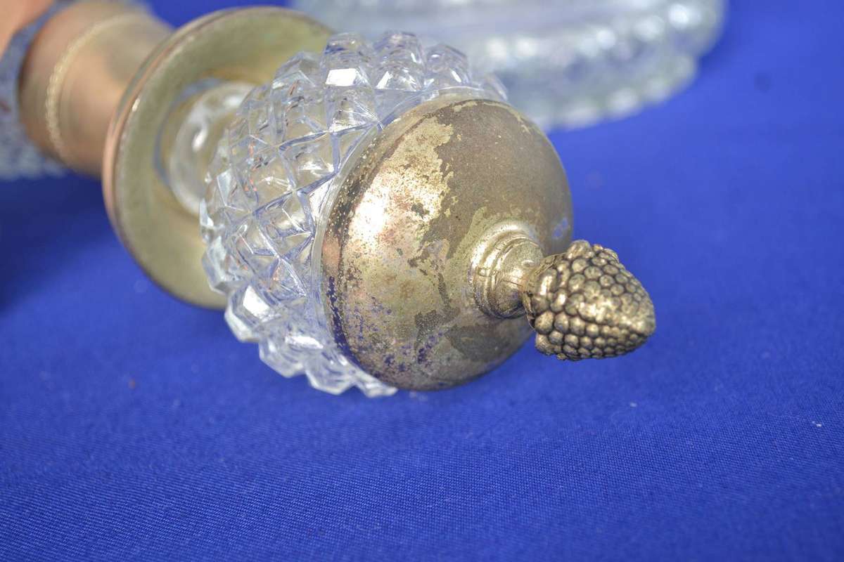 Vintage Diamondl Claret Jugs with silver Plate Mountings