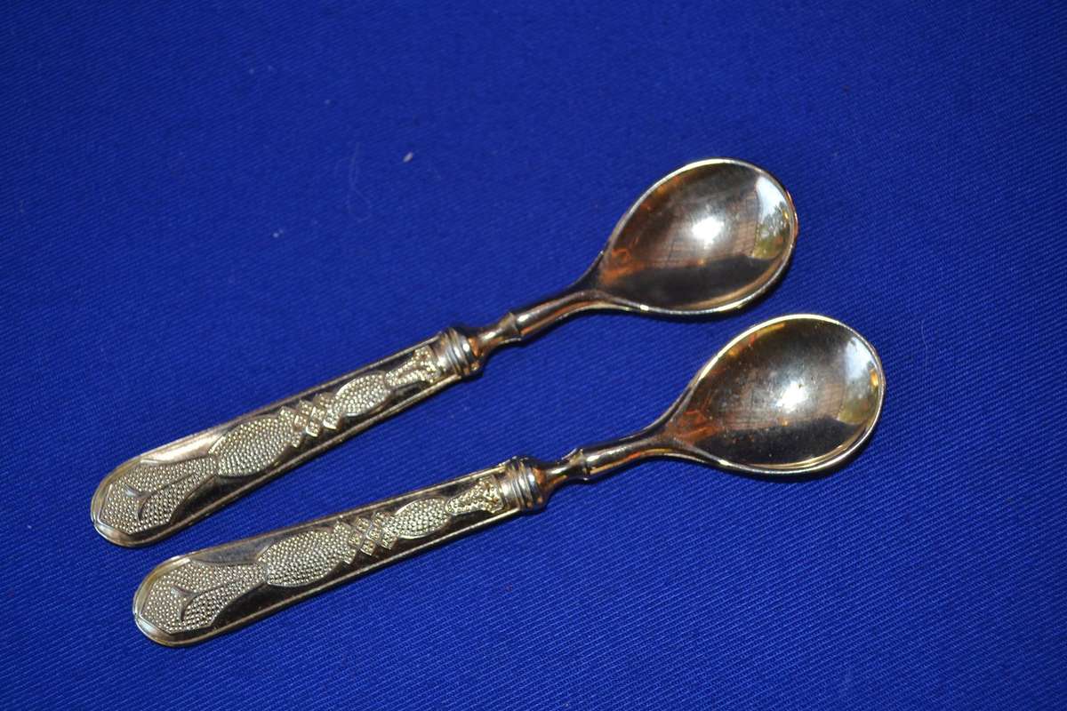 Set of Six Silver Plate Tea Spoons with Ornate Handles