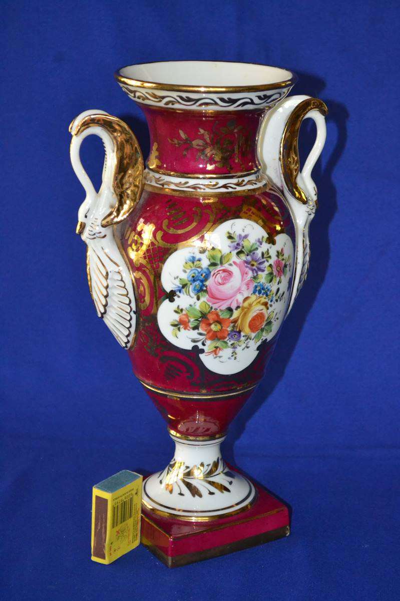Vintage Hand Painted Limoges Urn Vase with Swan Handles