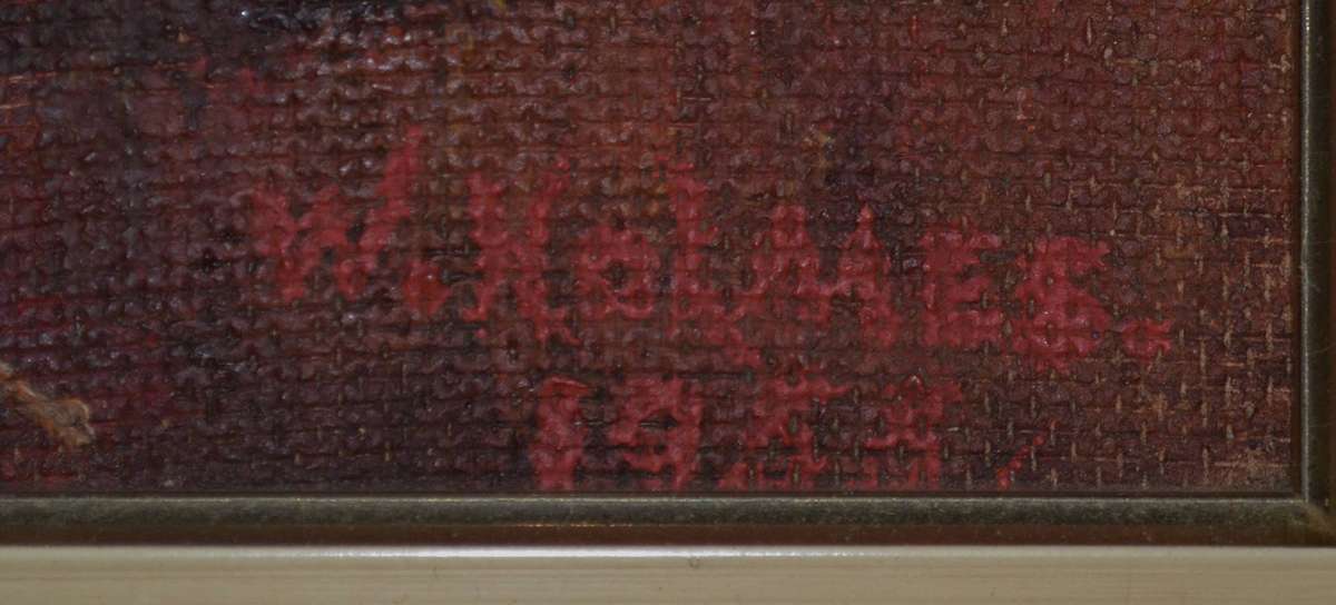 Vintage Oil on Board Small Harbor Scene - Framed