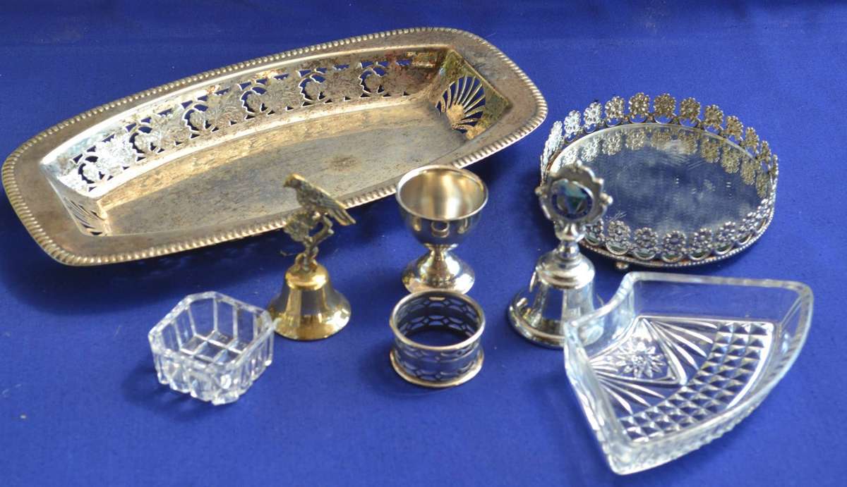 Assorted Vintage Silver Plate  and Glass Items - 8 Pieces